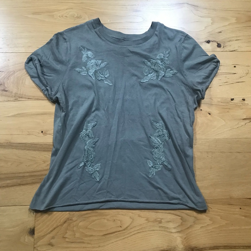 Embroidered Gray Green Women's Top
